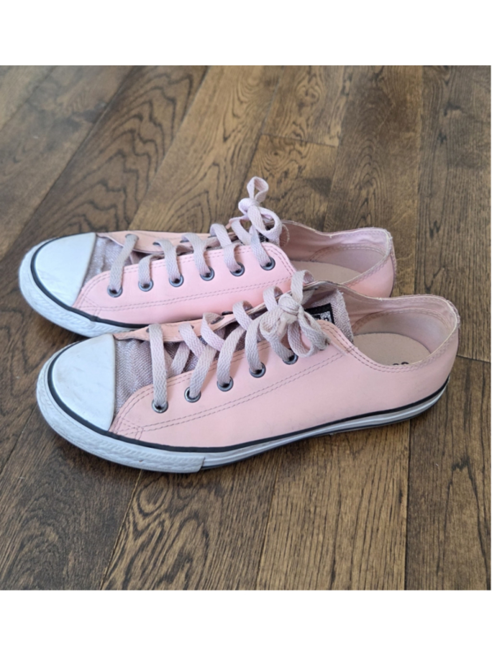 Converse All Star Leather Sneakers Pink/ White Size 6 Big Girl